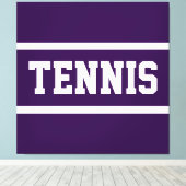 TENNIS Fun Bold Athletic Deep Purple White Stripes Canvas Afdruk (Insitu (Houten vloer))
