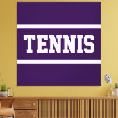 TENNIS Fun Bold Athletic Deep Purple White Stripes Canvas Afdruk (Insitu (Woonkamer))
