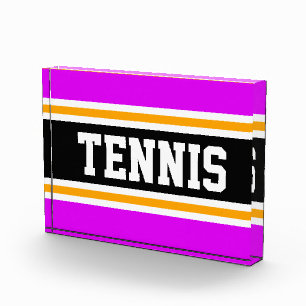 TENNIS Fun Helder Roze Zwart Wit Gele Strepen Fotoblokken