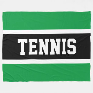 TENNIS Fun Sportief Helder Groen Zwart Wit Strepen Fleece Deken