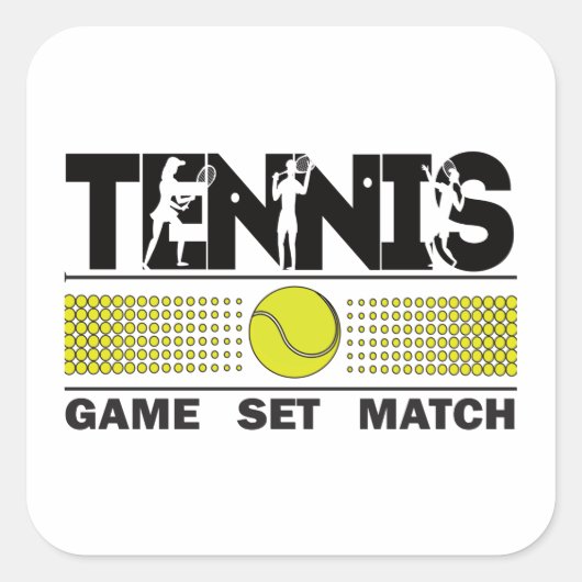 Tennis - Game Set Match Vierkante Sticker (Voorkant)