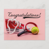 Tennis Gefeliciteerd met bal en rackets Kaart