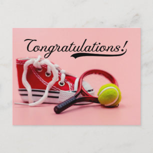 Tennis Gefeliciteerd met bal en rackets Kaart