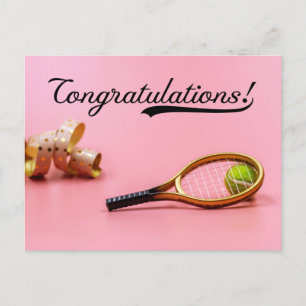 Tennis Gefeliciteerd met bal en rackets Kaart