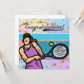 Tennis Gefeliciteerd met speler Kaart (Voorkant / Achterkant in situ)