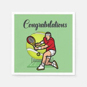 Tennis Gefeliciteerd met speler Servet
