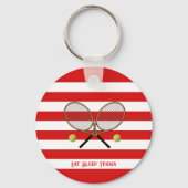 Tennis gepersonaliseerd rood gestreept sleutelhanger (Voorkant)