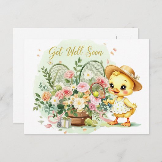 TENNIS Get well soon for Duck Lover Briefkaart (Voorkant / Achterkant)