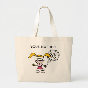 Tennis Gifts & Cards met schattig cartoon meisje Grote Tote Bag