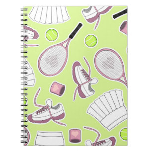 Tennis Girl Pattern Green Achtergrond Notitieboek