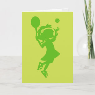 Tennis Girl Silhouette Birthday Card Kaart