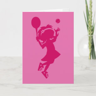 Tennis Girl Silhouette Carte Anniversaire