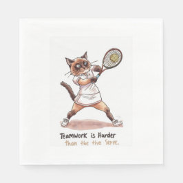 Tennis Grappig Gezegde voor kattenliefhebbers Servet