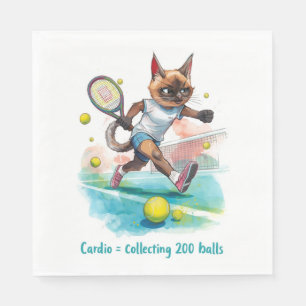 Tennis Grappig Gezegde voor kattenliefhebbers Servet