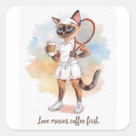 Tennis Grappig Gezegde voor kattenliefhebbers Vierkante Sticker
