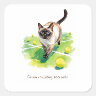 Tennis Grappig Gezegde voor kattenliefhebbers Vierkante Sticker