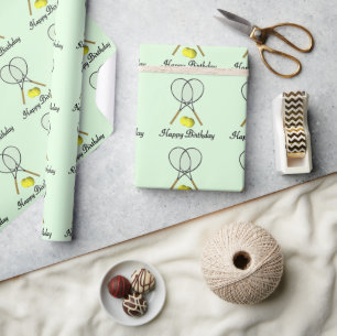 Tennis Groen Sporten Verjaardag Cadeaupapier