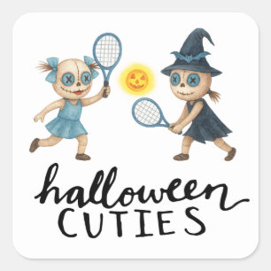 Tennis Halloween Party met tennisbal en spook Vierkante Sticker