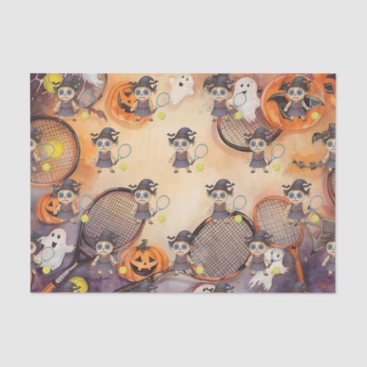 Tennis Halloween thema met bal en racket Tissuepapier (Voorkant)