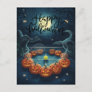 Tennis Halloween voor tennisser met racket Feestdagenkaart