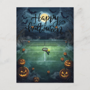 Tennis Halloween voor tennisser met racket Feestdagenkaart