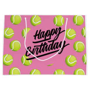 Tennis Happy Birthday met bal roze Groot Cadeauzakje