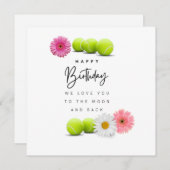 Tennis Happy Birthday met bloemen (Voorkant / Achterkant)
