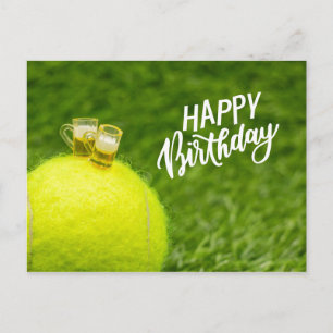 Tennis Happy Birthday Tennis bal met bier Postca Briefkaart