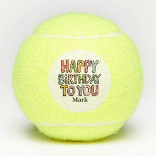 Tennis Happy Birthday voor jou met naam Tennisballen