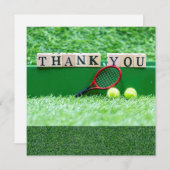 Tennis Hartelijk dank voor uw kaartbal en racket v Bedankkaart (Voorkant / Achterkant)