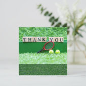 Tennis Hartelijk dank voor uw kaartbal en racket v Bedankkaart (Staand voorkant)