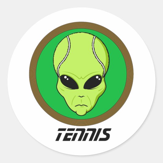 Tennis Head Alien Ronde Sticker (Voorkant)