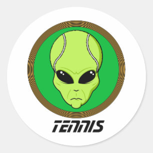 Tennis Head Alien Ronde Sticker