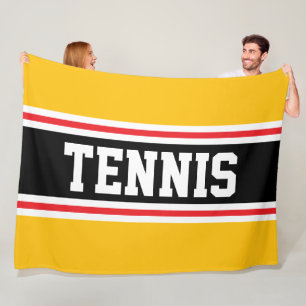 TENNIS Helder Goud Oranje Rood Zwart Strepen Fleece Deken