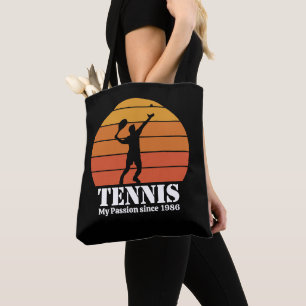 Tennis Hobby Retro Sunset Personaliseren Draagtas