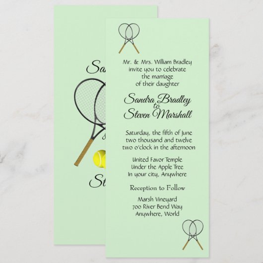 Tennis Huwelijks Thema Uitnodigingen (Voorkant / Achterkant)