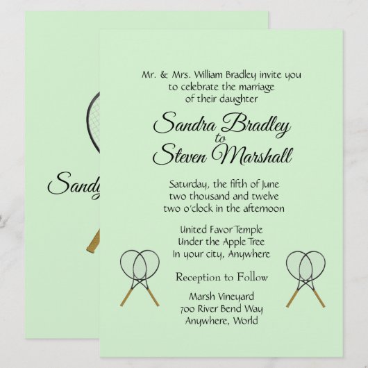 Tennis Huwelijks Thema Uitnodigingen (Voorkant / Achterkant)