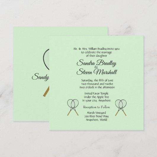 Tennis Huwelijks Thema Uitnodigingen (Voorkant / Achterkant)