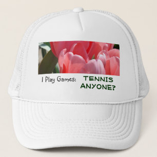 Tennis Iedereen? sport hoeden Wit Roze Speel Spell Trucker Pet
