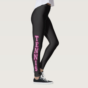 Tennis in Hot Pink Typografie Letters Leggings