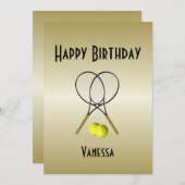 Tennis Invitation de fête d'anniversaire avec RSVP (Devant / Derrière)