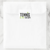 Tennis is mijn therapie vierkante sticker (Tas)