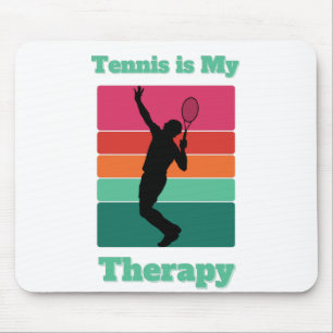 Tennis is mijn Therapy Rectangle Retro Sunset Muismat