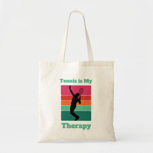 Tennis is mijn Therapy Rectangle Retro Sunset Tote Bag (Voorkant)