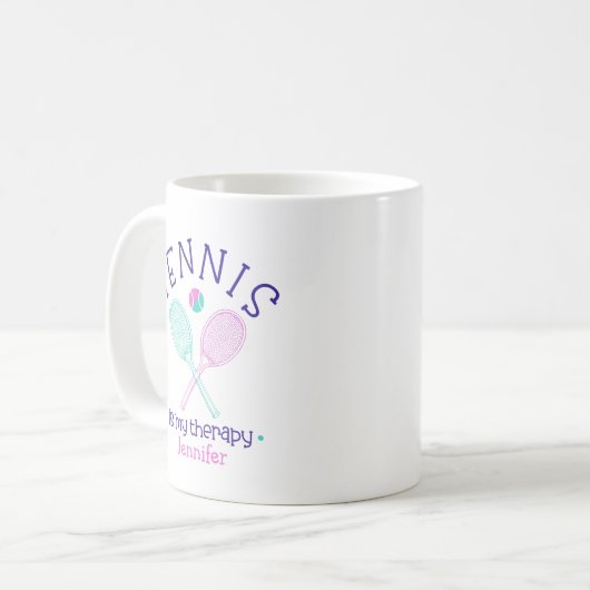 "Tennis Is My Therapy" Custom Coffee Mug Gift (Devant gauche)