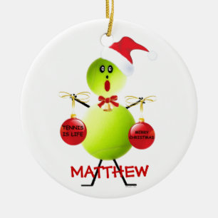 Tennis Kerst Cartoon Keramisch Ornament