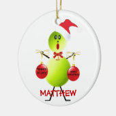 Tennis Kerst Cartoon Keramisch Ornament (Links)