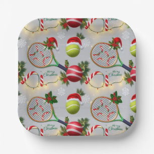 Tennis Kerst Feestelijke Rackets en Bal Papieren Bordje