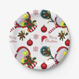 Tennis Kerst Feestelijke Rackets en Bal Papieren Bordje