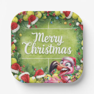 Tennis Kerst met Flamingo thema Papieren Bordje